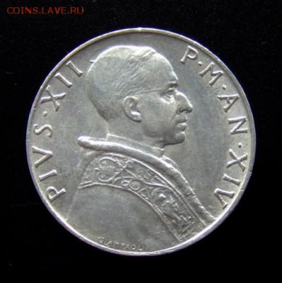 4 - Ватикан 5 лир (1952) «Юстиция – богиня правосудия» алюм. А