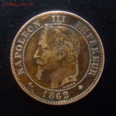 4 - Франция 2 сантима (1862) «Наполеон III» №1 А