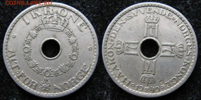 Норвегия 1 крона 1940: до 29.04.15 в 22.00 - 391 1 Норвегия 1 крона 1940     196