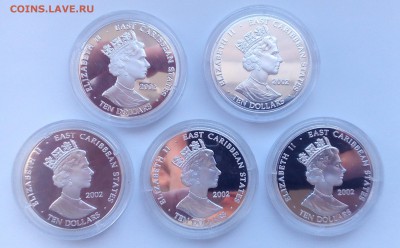RAR! ВОСТОЧНЫЕ КАРИБЫ 2002 Набор из 5 монет ПРУФ 27.04 22:00 - карибы1-1