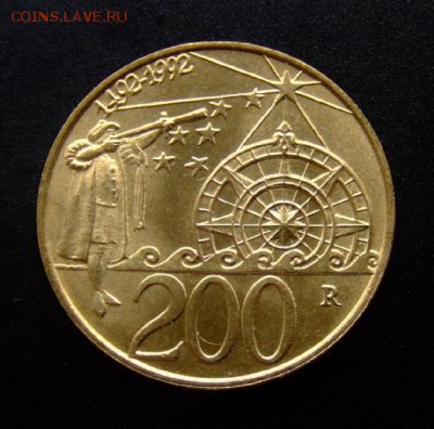 4 - Сан-Марино 200 лир (1992) «500 лет открытию Америки» Р