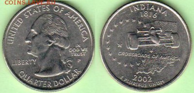 США- 25 центов-2002- INDIANA-P, до 21.00мск 02.05.15 - США- 25 центов-2002- INDIANA-P