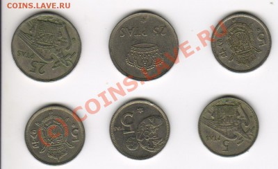 Монеты испании год 1957,75,80  до 2.07.2010 21-00МСК - 22