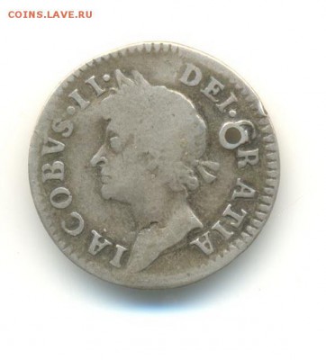 Ag. Британия 4 пенса 1686. Джеймс II. отверстие. до 29.04 22 - 23
