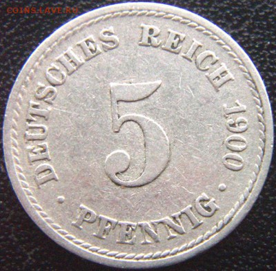 Германия_5 пфеннигов 1900(А); до 27.04_22.02мск - 8755