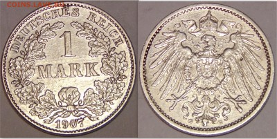 1 марка 1907 G до 1.05.15 в 23:00 - монеты25