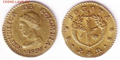 1 Peso 1836 - Republica de Colombia - Золото - 66