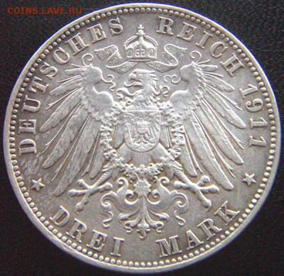 Германия. Бавария_3 марки 1911. Серебро; до 29.04_22.26мск - 9803