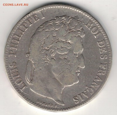 Ag ФРАНЦИЯ 5 ФРАНКОВ 1840 ДО 07.05.15 В 22.00МСК (Б40) - 5-фр5ф40