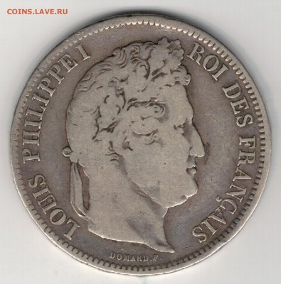 Ag ФРАНЦИЯ 5 ФРАНКОВ 1841 ДО 07.05.15 В 22.00МСК (Б41) - 5-фр5ф41