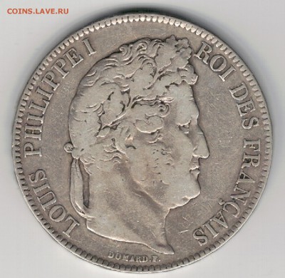 Ag ФРАНЦИЯ 5 ФРАНКОВ 1842 ДО 07.05.15 В 22.00МСК (Б42) - 5-фр5ф42
