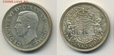 Канада, 50 центов 1940 на десятки биметалл - Канада-50центов-1940