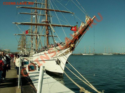 Марка + Монета одной темы )) - Sagres у пристани в Мар-дель-плата,