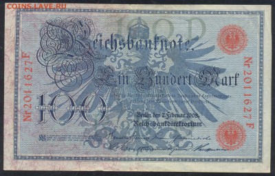 Германия 100 марок 1908 г.5.05.15 г. 22-00 МСК. - 100 м. 1908 1