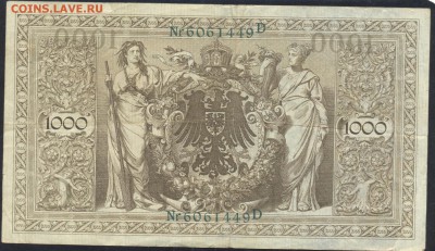 Германия 1000 марок 1910 г.5.05.15 г. 22-00 МСК. - 1000 м. 1910 1