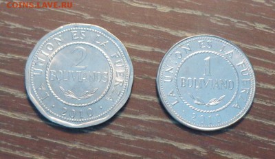 БОЛИВИЯ - 1 и 2 боливиано крупные АЦ до 8.05, 22.00 - Боливия 1 и 2 боливиано