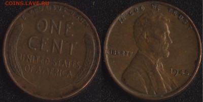 США 1 цент 1945 до 22:00мск 06.05.15 - США 1 цент 1945