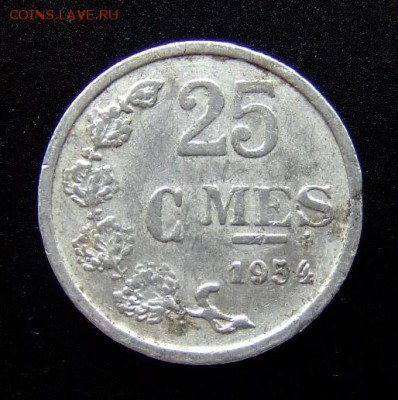 4 - Люксембург 25 сантимов (1954) алюм. Р
