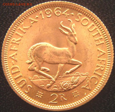 ЮАР_2 рэнда 1964. Редкая золотая монета; до 03.05_22.00мск - 9528