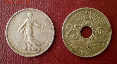 1 франк 1916 + 25 сантим 1926. До 10.05.15, 21.00 МСК - P1010871