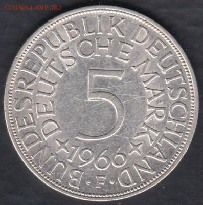 ФРГ 5 марок 1966 F до 08.05.2015 22-00 - ФРГ 5 марок 1966 F а