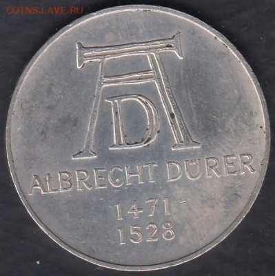 ФРГ 5 марок 1971 D Альбрехт Дюрер до 08.05.2015 22-00 - ФРГ 5 марок 1971 D р