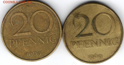 20 пфеннигов 1969 ГДР (2 шт.) до 14.05.15 г. в 24.00 - 2 004