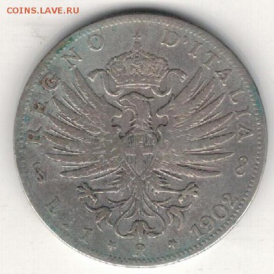 Ag ИТАЛИЯ ЛИРА 1902 ДО 14.05.15 В 22.00МСК (Б137) - 5-и1л02а