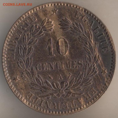 ФРАНЦИЯ 10 сантимов 1888г. Оценка. - 27