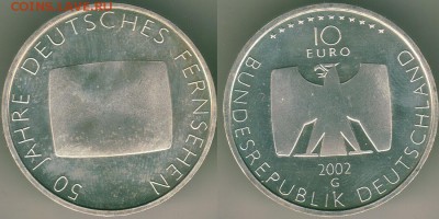 Германия, 10 евро 2002, телевид, с 200р! - до 22-00мск 13.05 - ger-10e-2002-tel
