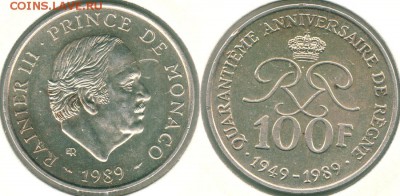 Монако, 100 фр. 1989, с 200р! - до 22-00мск 13.05 - mon-100f-1989