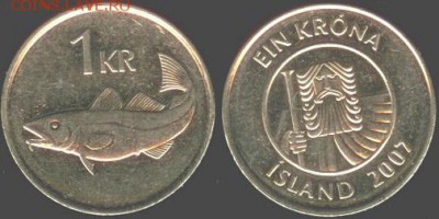 Исландия-1 крона-2007 "Треска", до 21.00 мск 17.05.2015 - Исландия-1 крон-2007