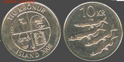 Исландия-10 крон-2008 "Мойва", до 21.00 мск 17.05.2015 - Исландия-10 крон-2008