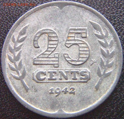 Нидерланды (герм. оккупация)_25 центов 1942_до 11.05_22.00мс - 9432