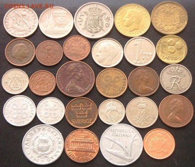 54 разные зарубежные монеты (см. описание). До 13.05_22.00мс - 9879
