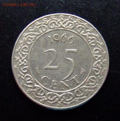 4 - Суринам 25 центов (1966) медь-ник. Р