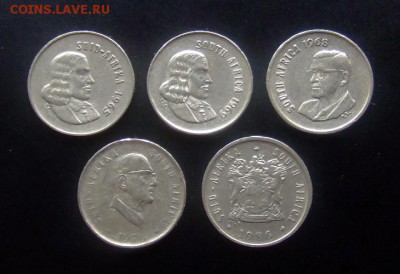 4 - ЮАР 5 центов (портреты медь-ник.) (5 шт.) А