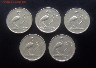 4 - ЮАР 5 центов (портреты медь-ник.) (5 шт.) Р