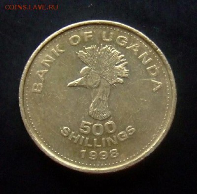 4 - Уганда 500 шиллингов (1998) «Венценосный журавль» Р