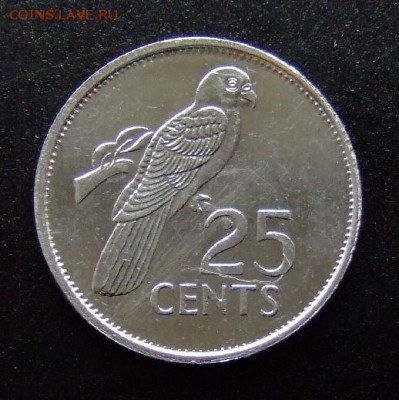 4 - Сейшельские острова 25 центов (2007) «Чёрный попугай» (нерж. сталь) №2 Р