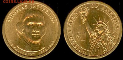 США-1 доллар, То́мас Дже́фферсон-2007,21.00 мск 19.05.15 - США-1 доллар, То́мас Дже́фферсон