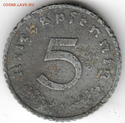 5 пфеннигов 1942 г. А (Zn) Германия до 19.05.15 г. в 22.00 - Scan-150511-0006