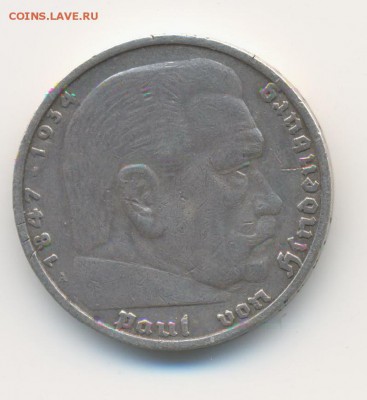 Ag. 3-й рейх 5 марок 1935 А . до 16.05 22:00 - 2