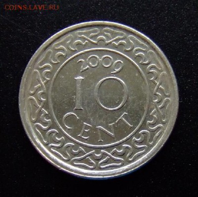 4 - Суринам 10 центов (2009) медь, плакир. никелем Р