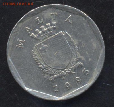 Мальта 5 центов 1995 г.16.05.15 г. 22-00 МСК. - Мальта 5 ц.1