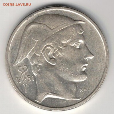 Ag БЕЛЬГИЯ 50 ФРАНКОВ 1951 ДО 21.05 В 22.00МСК (Б126) - 5-б50ф51