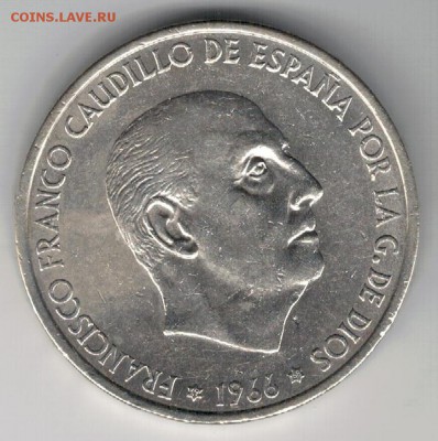 Ag ИСПАНИЯ 100 ПЕСЕТ 1968 ДО 21.05 В 22.00МСК (Б128) - 5-и