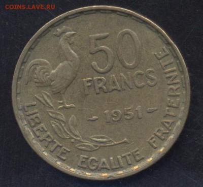 Франция 50 франков 1951 г. 19.05.15 г. 22-00 МСК. - Франция1
