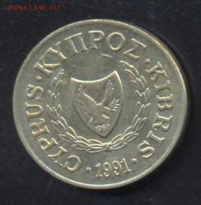 Кипр 2 цента 1991 г. 19.05.15 г. 22-00 МСК. - Кипр 2 1