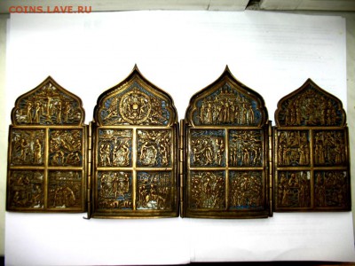 складень Двунадесятые Праздники,4-х створ,эмали - 1